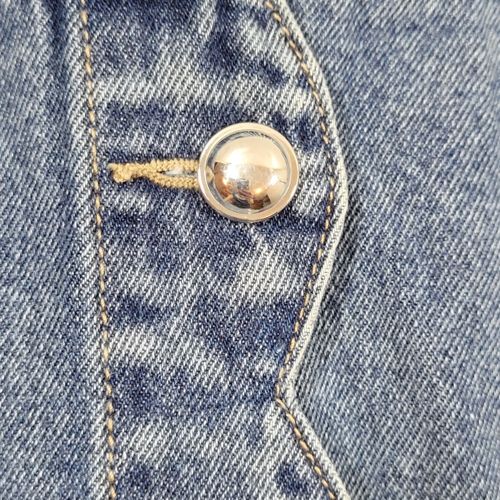 Harper Heritage Denim Mini Skirt Womens L Blue Excellent Scalloped Button Front - Picture 6 of 8